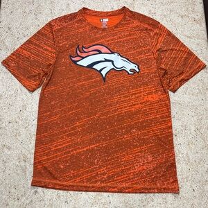 Men’s Denver Broncos Athletic T-Shirt - Size L - Burnt Orange Stripe/Splatter